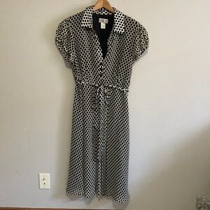 Robbie Bee Black and Cream Polka Dot Midi Dress, Women’s Size 16